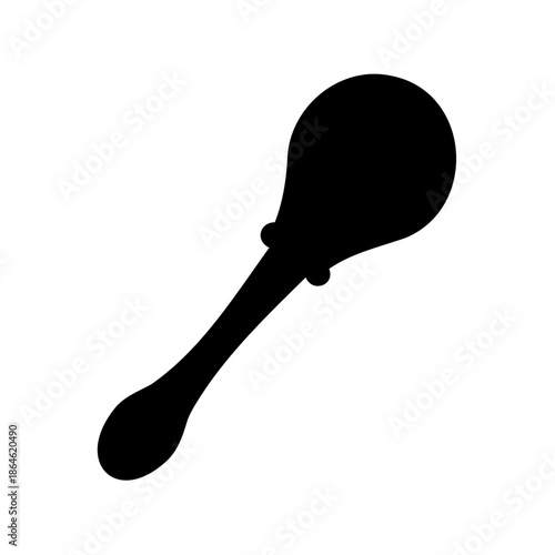 Solid Black Silhouette of a Maraca, a Latin American Percussion Instrument
