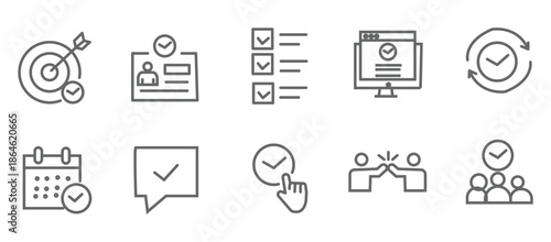 Approval icon set. Editable line icons. Vector illustration.