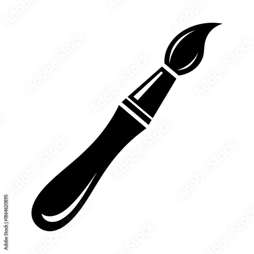 Paintbrush icon vector. Black artist tool silhouette design.