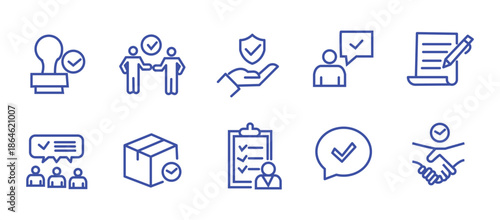 Approval icon set. Editable line icons. Vector illustration.