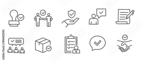 Approval icon set. Editable line icons. Vector illustration.