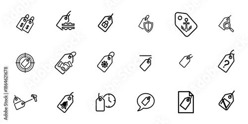 A collection of 30 unique black and white hieroglyphic symbols