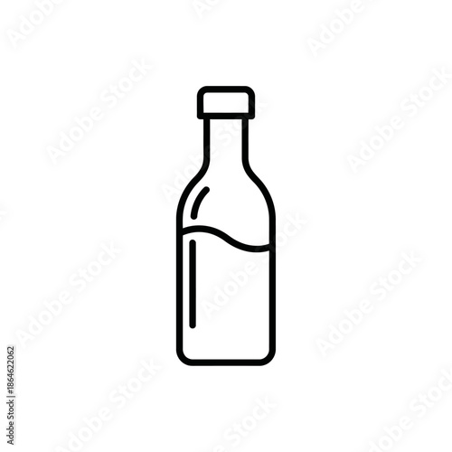 Minimalist Bottle Icon with Liquid Outline Vector