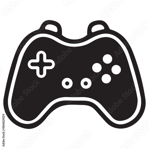 Black silhouette vector illustration of a gaming joystick