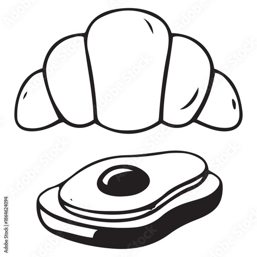 Croissant and avocado on toast icons