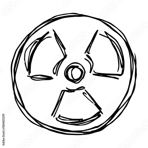 Hand drawn radiation sign Nuclear radiation hazard symbol Radioactive danger warning sign clipart in doodle style Nuclear safety Radioactive waste Single element for print, web, design, decor