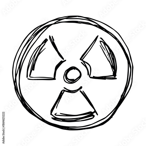 Hand drawn radiation sign Nuclear radiation hazard symbol Radioactive danger warning sign clipart in doodle style Nuclear safety Radioactive waste Single element for print, web, design, decor