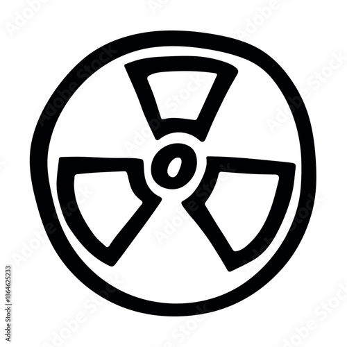 Hand drawn radiation sign Nuclear radiation hazard symbol Radioactive danger warning sign clipart in doodle style Nuclear safety Radioactive waste Single element for print, web, design, decor