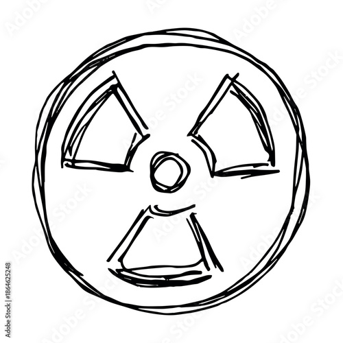 Hand drawn radiation sign Nuclear radiation hazard symbol Radioactive danger warning sign clipart in doodle style Nuclear safety Radioactive waste Single element for print, web, design, decor