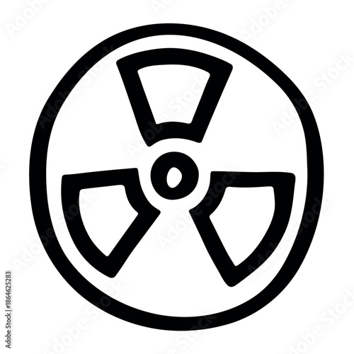 Hand drawn radiation sign Nuclear radiation hazard symbol Radioactive danger warning sign clipart in doodle style Nuclear safety Radioactive waste Single element for print, web, design, decor