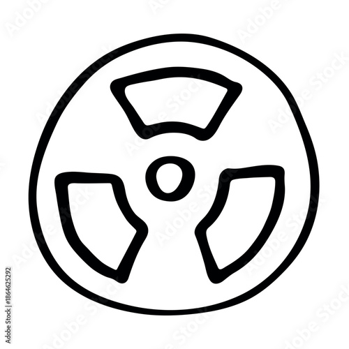 Hand drawn radiation sign Nuclear radiation hazard symbol Radioactive danger warning sign clipart in doodle style Nuclear safety Radioactive waste Single element for print, web, design, decor