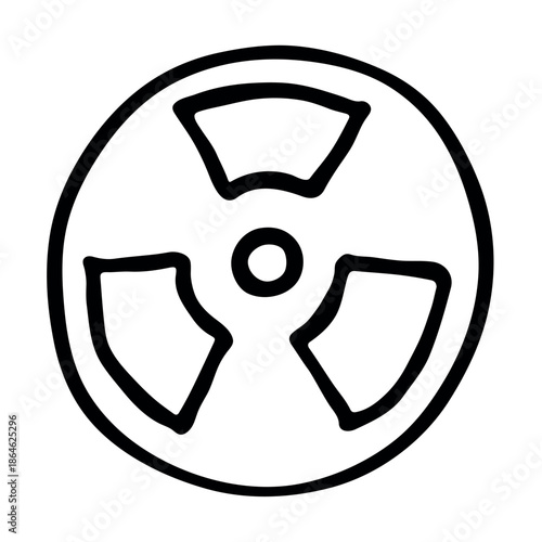 Hand drawn radiation sign Nuclear radiation hazard symbol Radioactive danger warning sign clipart in doodle style Nuclear safety Radioactive waste Single element for print, web, design, decor