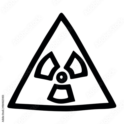 Hand drawn radiation sign Nuclear radiation hazard symbol Radioactive danger warning sign clipart in doodle style Nuclear safety Radioactive waste Single element for print, web, design, decor