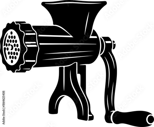 Vintage meat grinder silhouette vector illustration