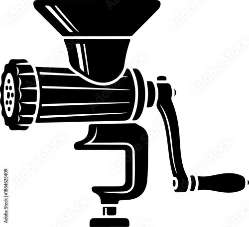 Vintage meat grinder silhouette vector illustration