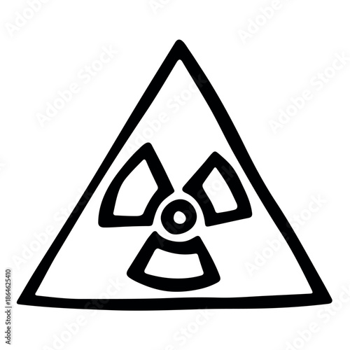 Hand drawn radiation sign Nuclear radiation hazard symbol Radioactive danger warning sign clipart in doodle style Nuclear safety Radioactive waste Single element for print, web, design, decor