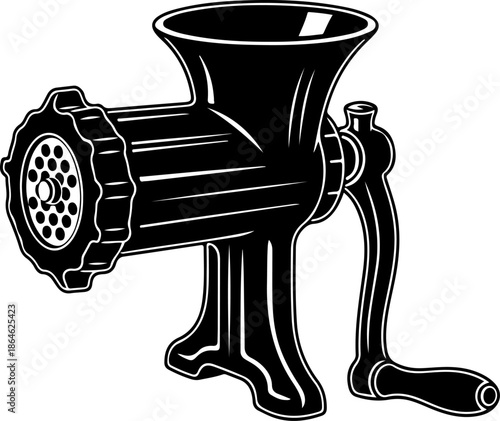 Vintage meat grinder silhouette vector illustration