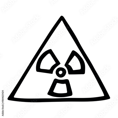Hand drawn radiation sign Nuclear radiation hazard symbol Radioactive danger warning sign clipart in doodle style Nuclear safety Radioactive waste Single element for print, web, design, decor