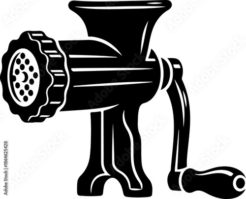 Vintage meat grinder silhouette vector illustration