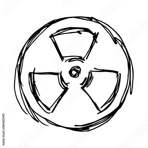 Hand drawn radiation sign Nuclear radiation hazard symbol Radioactive danger warning sign clipart in doodle style Nuclear safety Radioactive waste Single element for print, web, design, decor