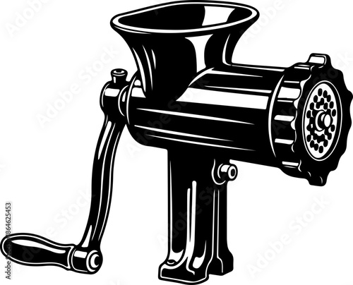 Vintage meat grinder silhouette vector illustration