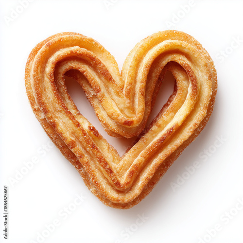 heart shaped pastry cookie, sugar palmier heart dessert, romantic bakery sweet
