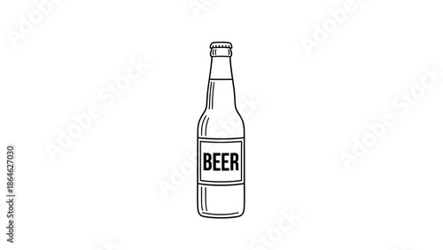 Minimalist Beer Bottle Line Art Icon