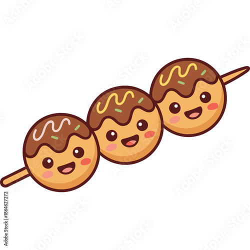 Japanese Takoyaki Octopus Balls on Skewer