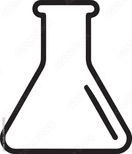 Black Outline Erlenmeyer Flask Icon Vector