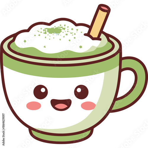 Green Tea Matcha Latte Cup Character