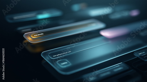 digital search interface concept, futuristic user interface search, modern ui search bar
