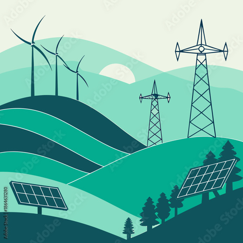 wind turbines in the mountains