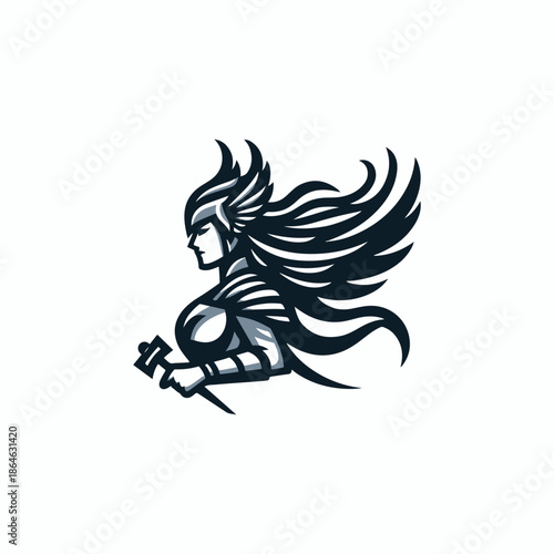 Modern Valkyrie Goddess Logo
