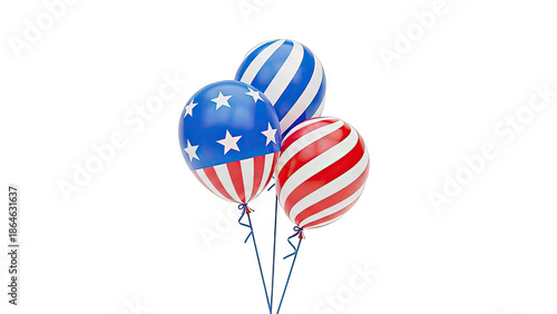 Three Patriotic Balloons with American Flag Design