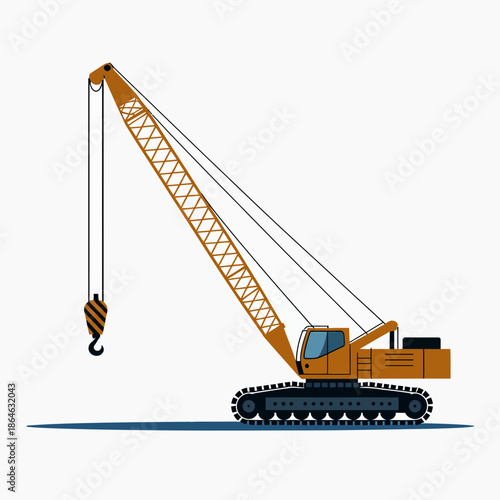 Heavy-duty crawler crane illustration, industrial construction machinery vehicle