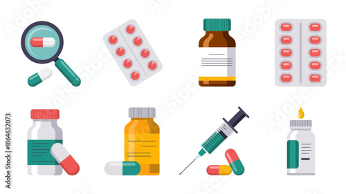 Pharmaceutical and Medical Supplies Illustration, Drug Treatment Concepts
