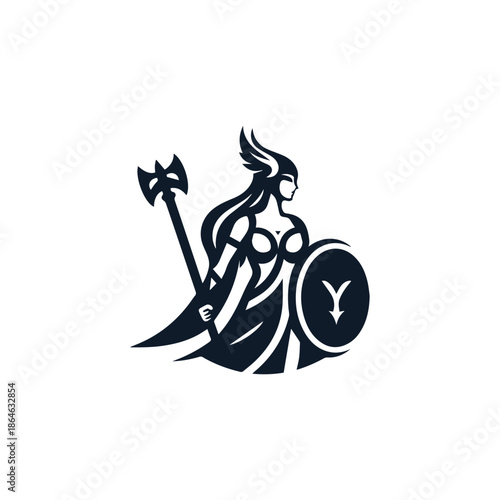 Modern Valkyrie Goddess Logo