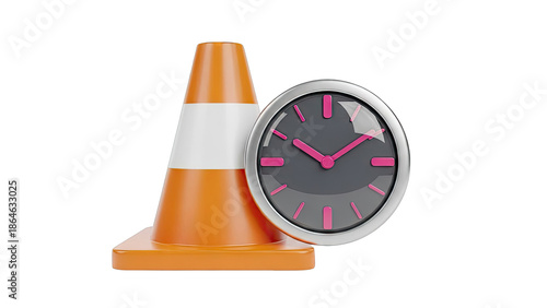 Traffic Cone and Clock Icon