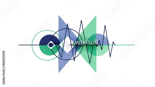 Abstract geometric design with intersecting shapes and lines, emibrsuna logo on white background, modern graphic element with art and concept
