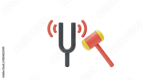 Tuning Fork and Mallet with Sound Waves