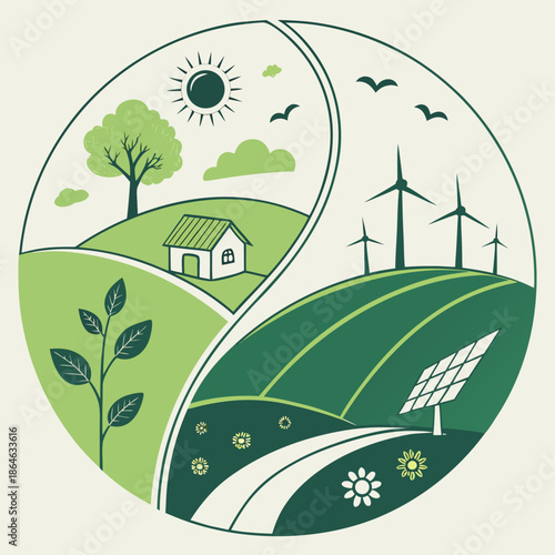 eco house with green leaves