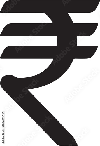 Indian Rupee Symbol in Black and White, A Simple and Elegant Graphic Representation of India's Currency, Perfect for Financial and Business Contexts