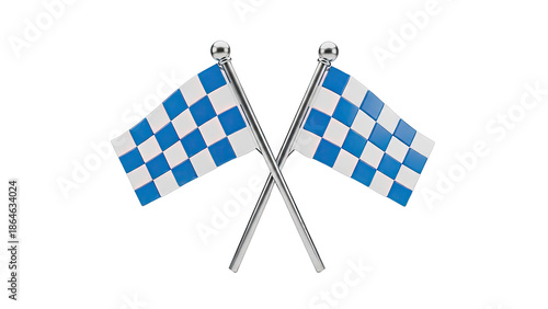 Two Crossed Blue and White Checkered Flags