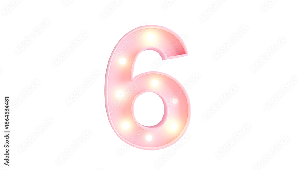 Fototapeta premium A luminous, pastel-pink number 