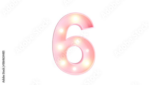 A luminous, pastel-pink number 