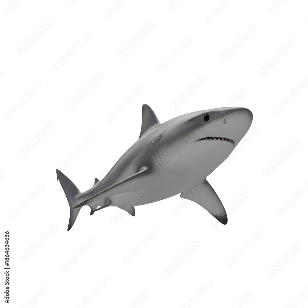 Obraz premium Modern shark sculpture with sharp teeth on black background