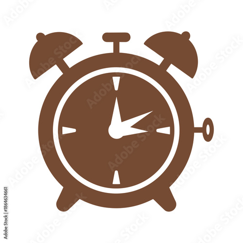 Brown Alarm Clock Vector Illustration