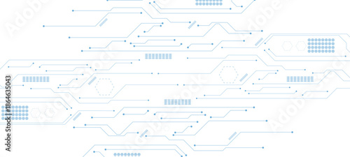 Abstract technology background. White circuit lines and connected dots on dark tech bg. Futuristic electronics concept.circuit board background	