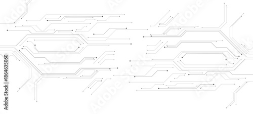 Abstract technology background. White circuit lines and connected dots on dark tech bg. Futuristic electronics concept.circuit board background	