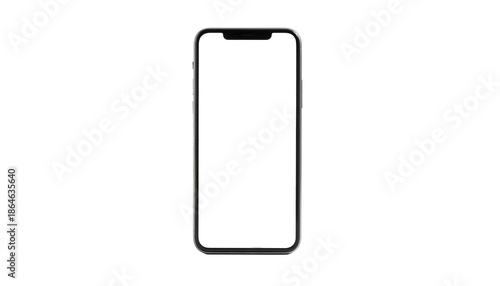 A modern smartphone silhouette on a pure black background. The screen is blank, showcasing the phone's design